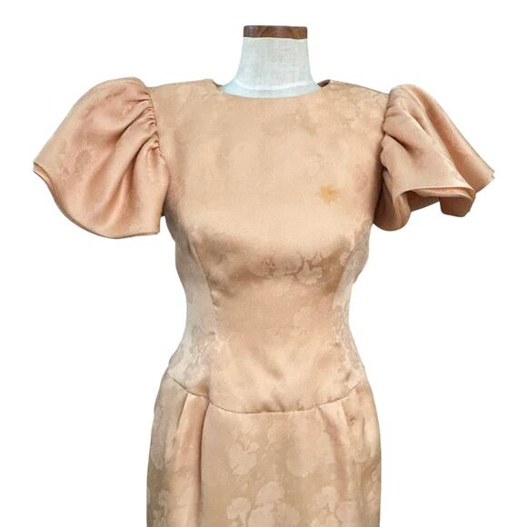 Vintage Morton Miles Silk Dress 6 Dramatic Puffy Sleeves Open Back 80s Designer - Picture 1 of 16